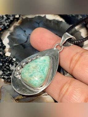 Super Lightweight Amazonite Crystal Pendant 1 7/8” -“The Peacemaker Stone”